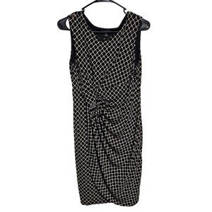 En Focus Petite Sleeveless Ruched Sheath Dress Size 10P Geometric Print Midi